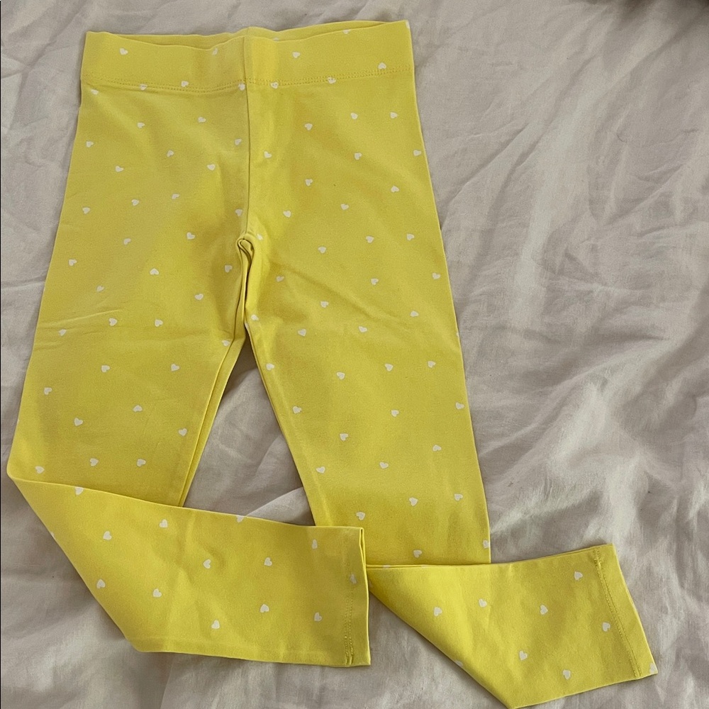 Mini Boden Yellow Heart Pattern Leggings